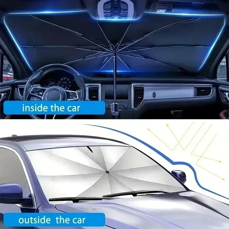 1Pc Retractable Car Windshield Sun Shade Umbrella Anti-UV Foldable Protecto