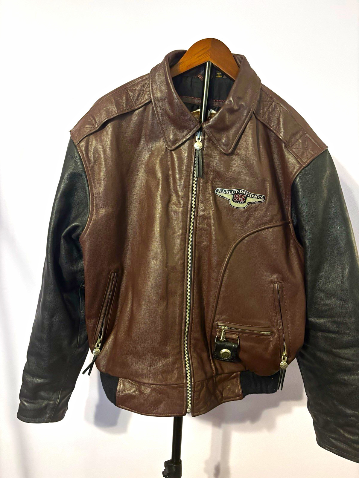 Vintage 1998 Harley-Davidson 95th Anniversary Leather Bomber Jacket - Men's L