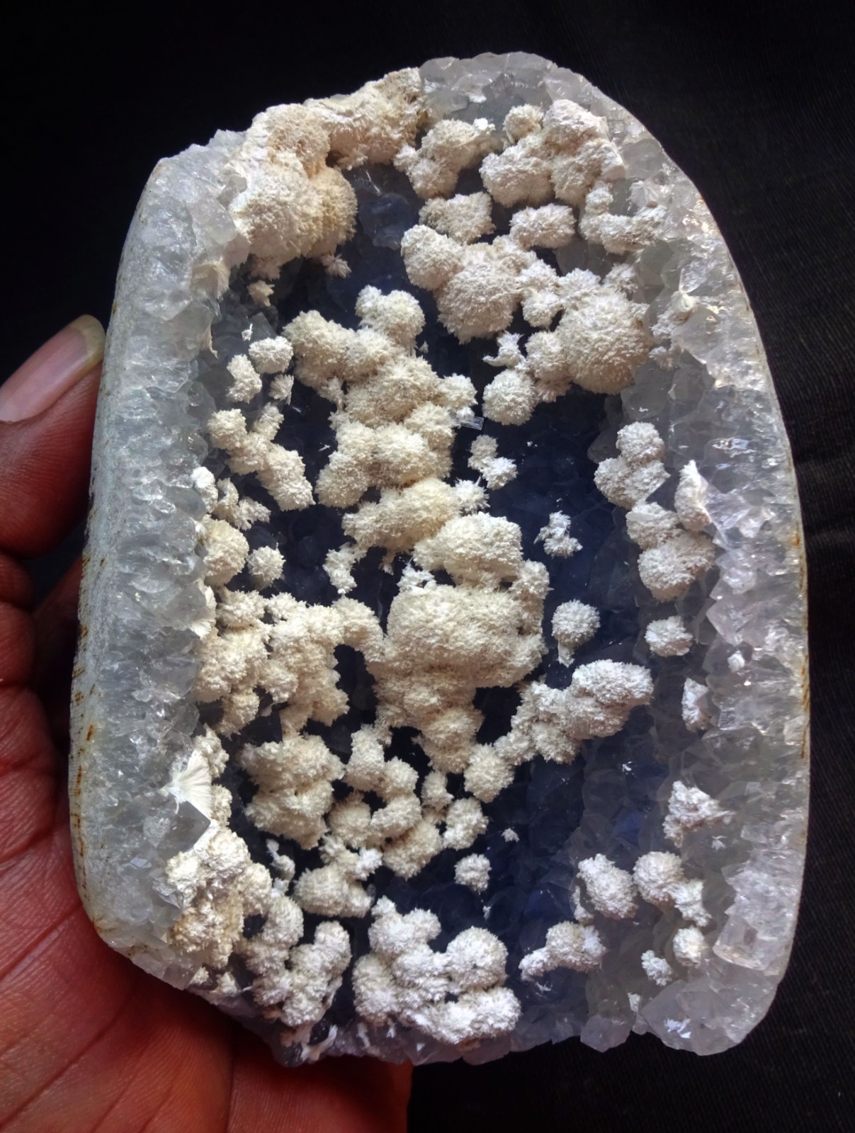 OKENITE BALLS IN AMETHYST MATRIX SEMI GEODE MATRIX MINERALS SPECIMEN+28.1