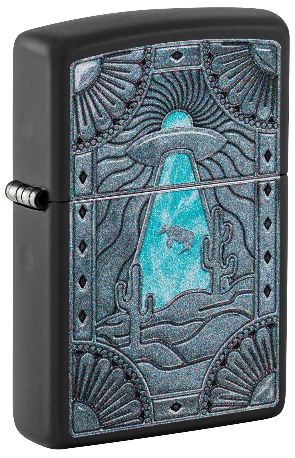 Zippo Cow Abduction Design Black Matte Windproof Pocket Lighter, 218-110390