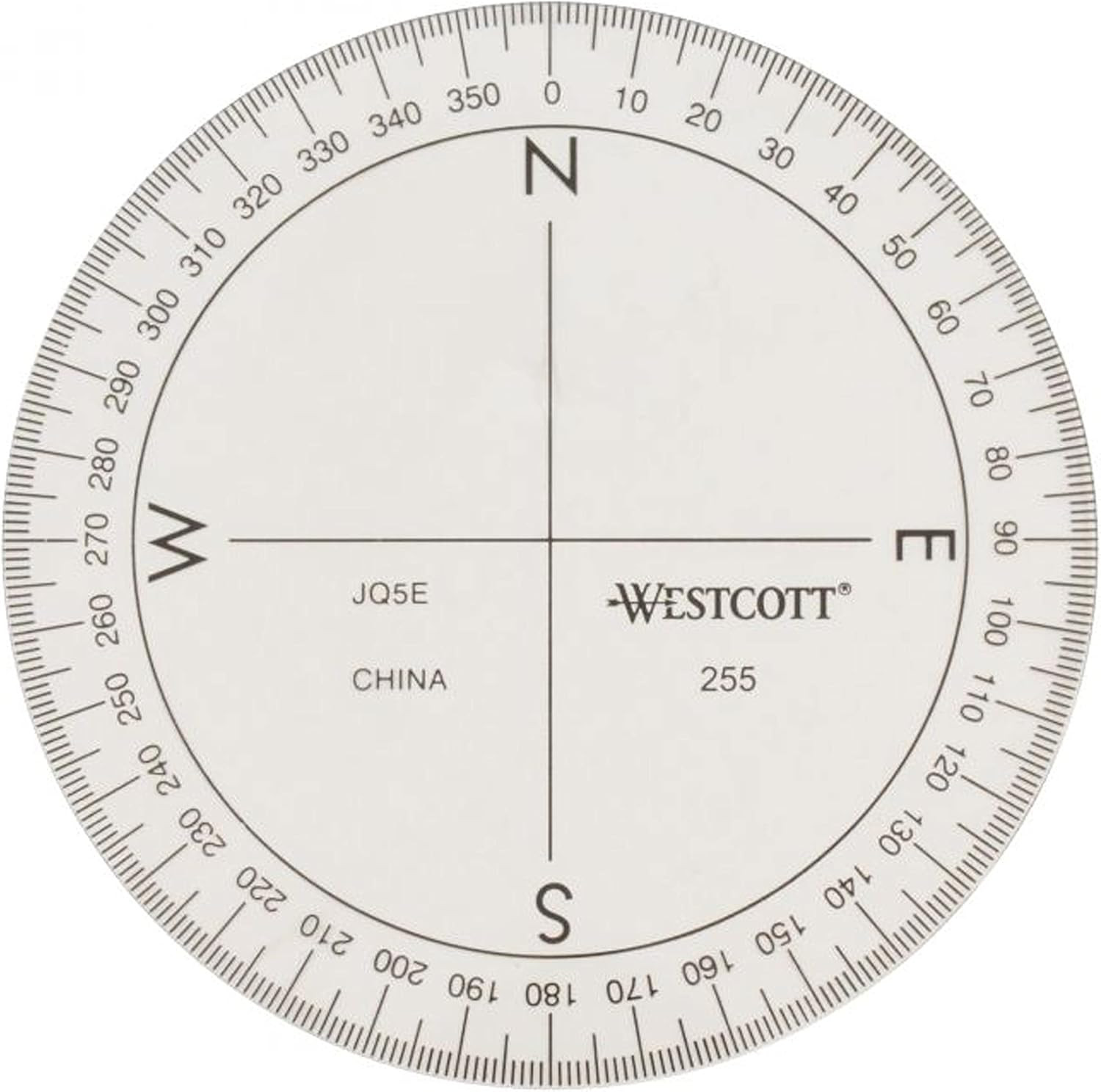 360-Degree Compass Protractor, Crystal Clear Transparent Dial