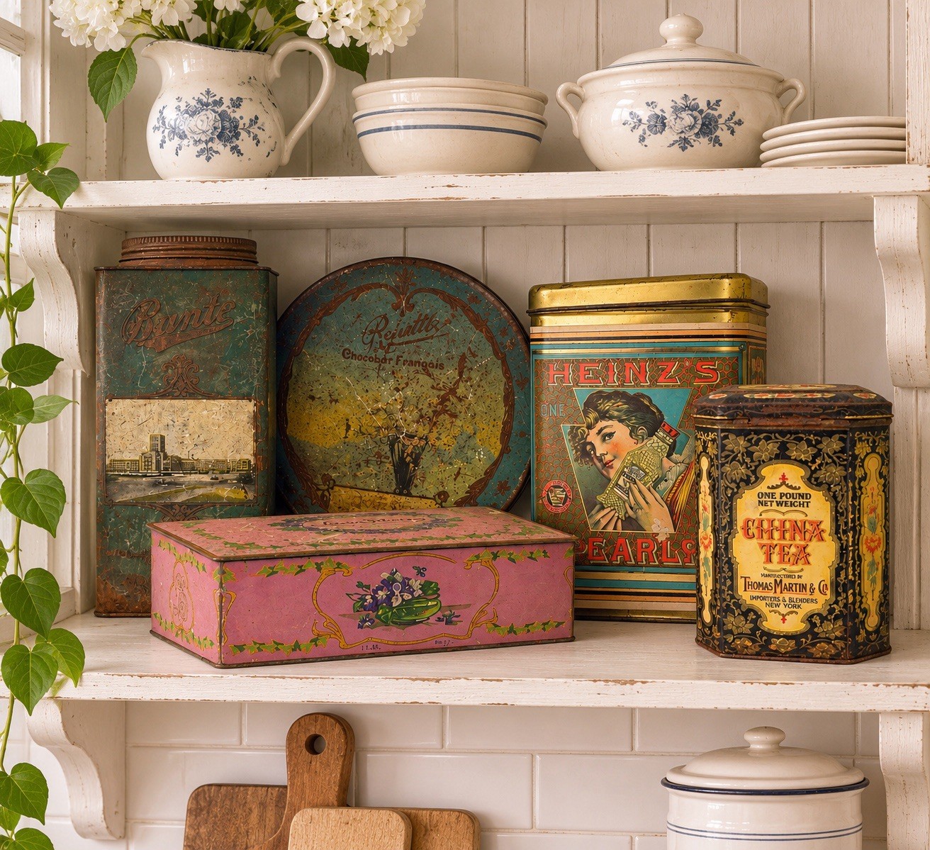 Vintage Advertising Tin Lot Louis Sherry Heinz CANCO Daher Tea Tins 5pc