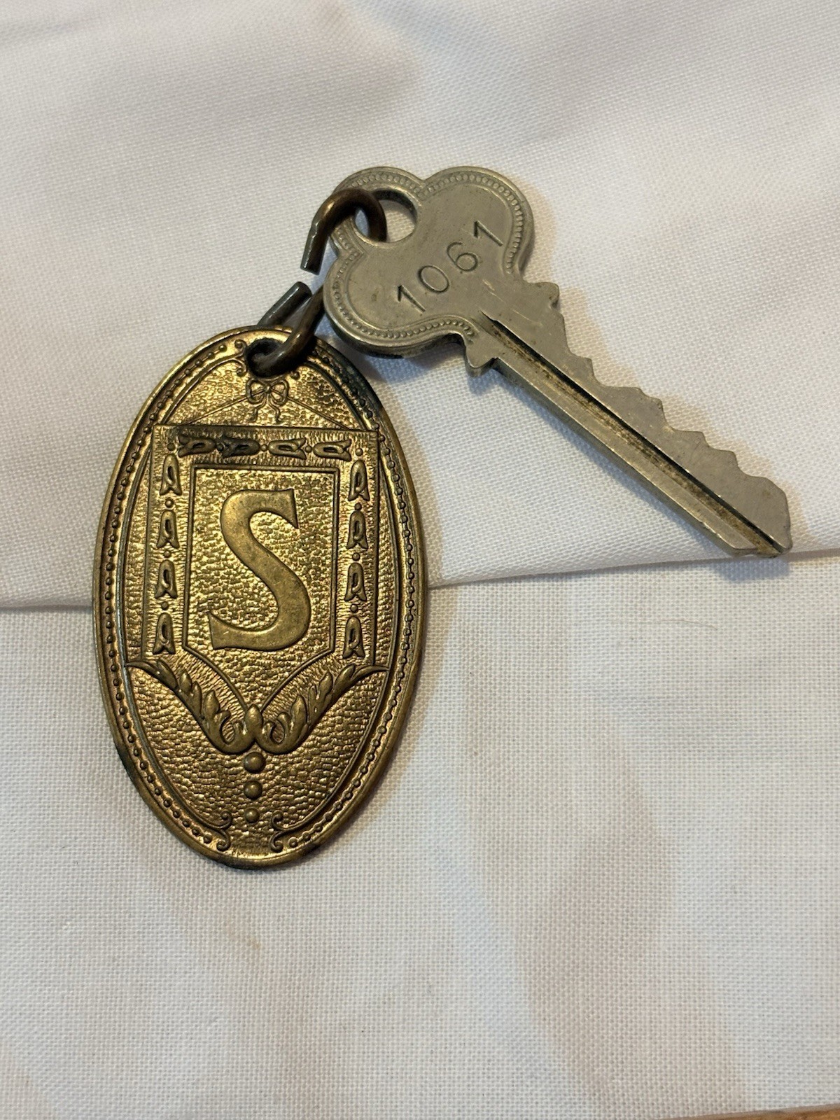 Vintage Hotel Statler Buffalo NY Room Key & Brass Fob Rm 1061 - 1920s/1930s Rare