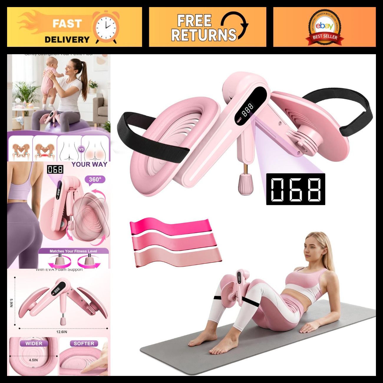 Thigh Trainer for Women, Adjustable Resistance Pelvic Floor Exercise Device with