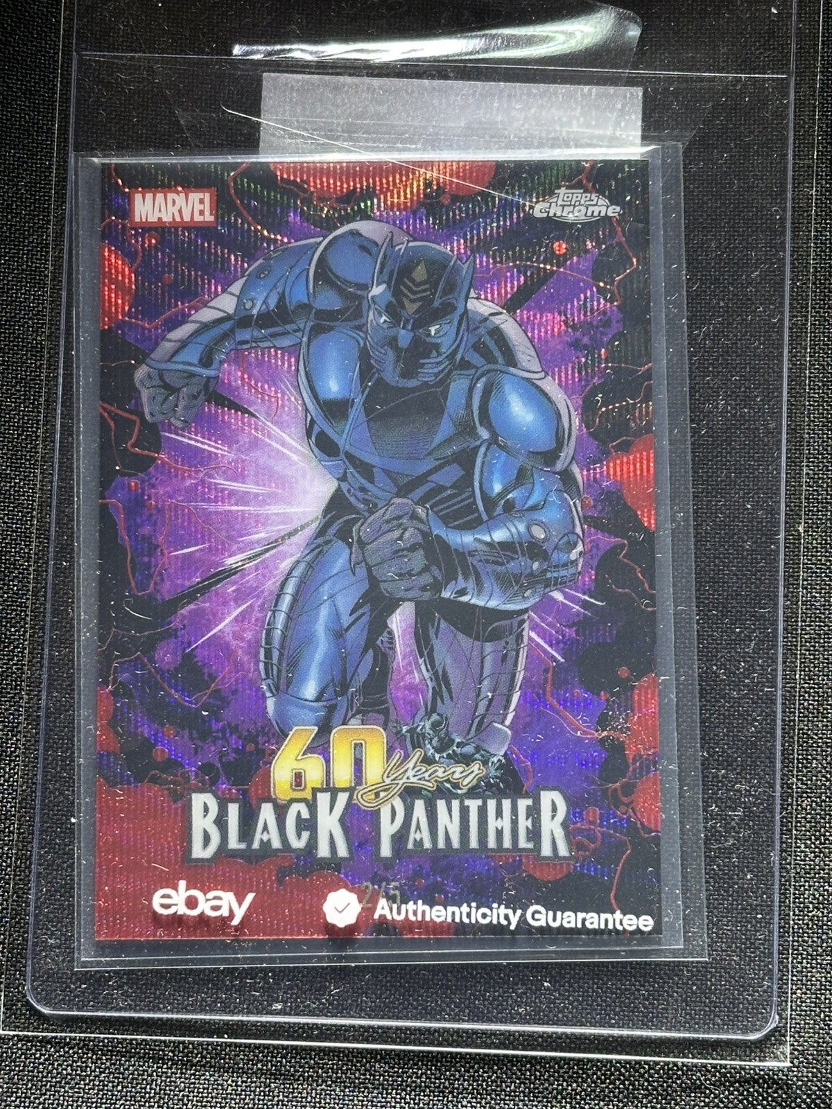 Black Panther 2026 Topps Chrome Marvel #BP-07 Red Wave Refractor 60 Years  /5