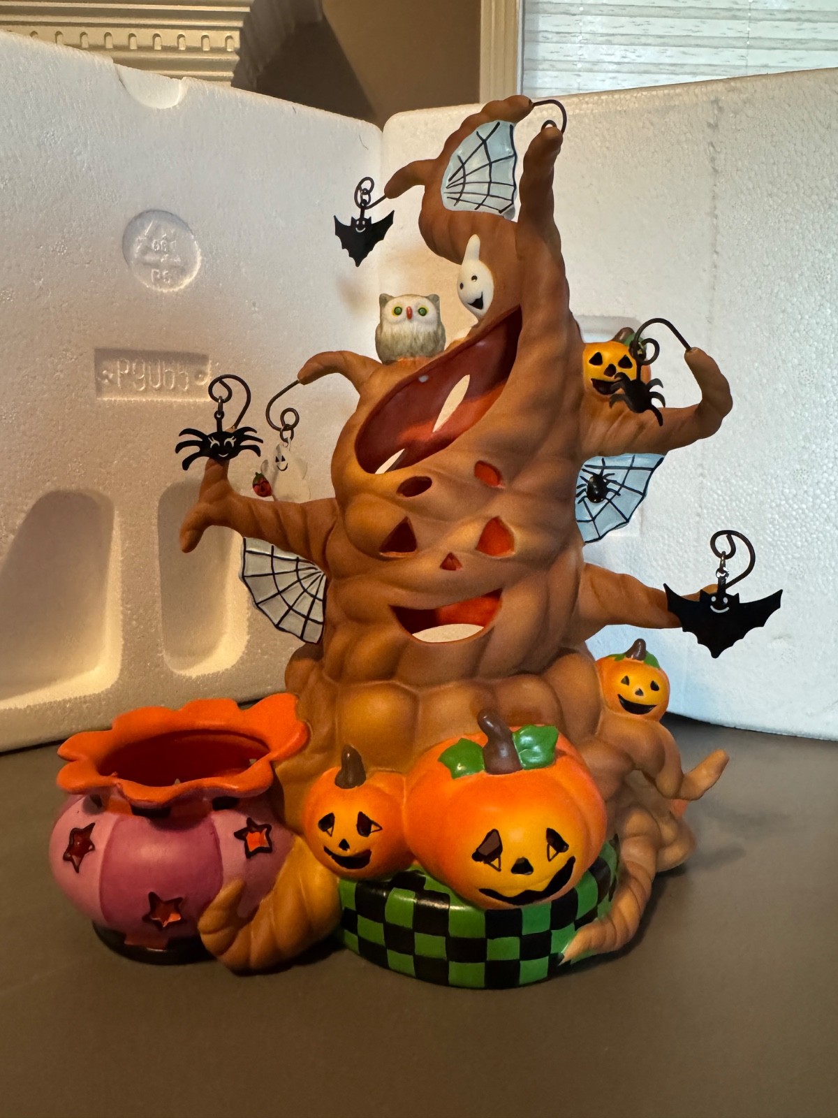 VTG PartyLite Haunted Tealight Tree Ceramic Halloween Candle Holder (P9065)