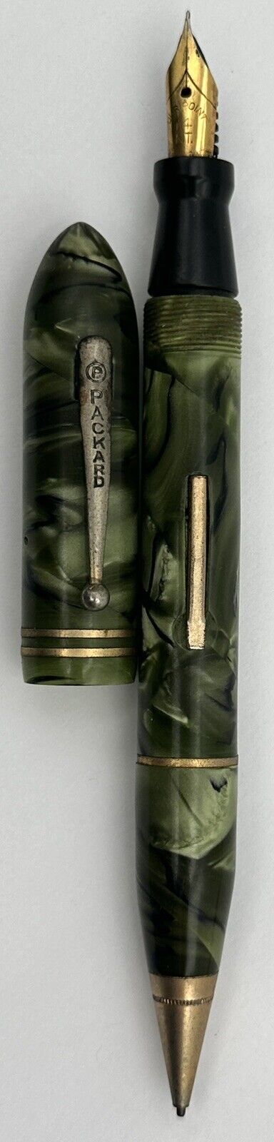 Vintage Green Packard Combination Fountain Pen & Pencil Combo Duripoint 14k Nib