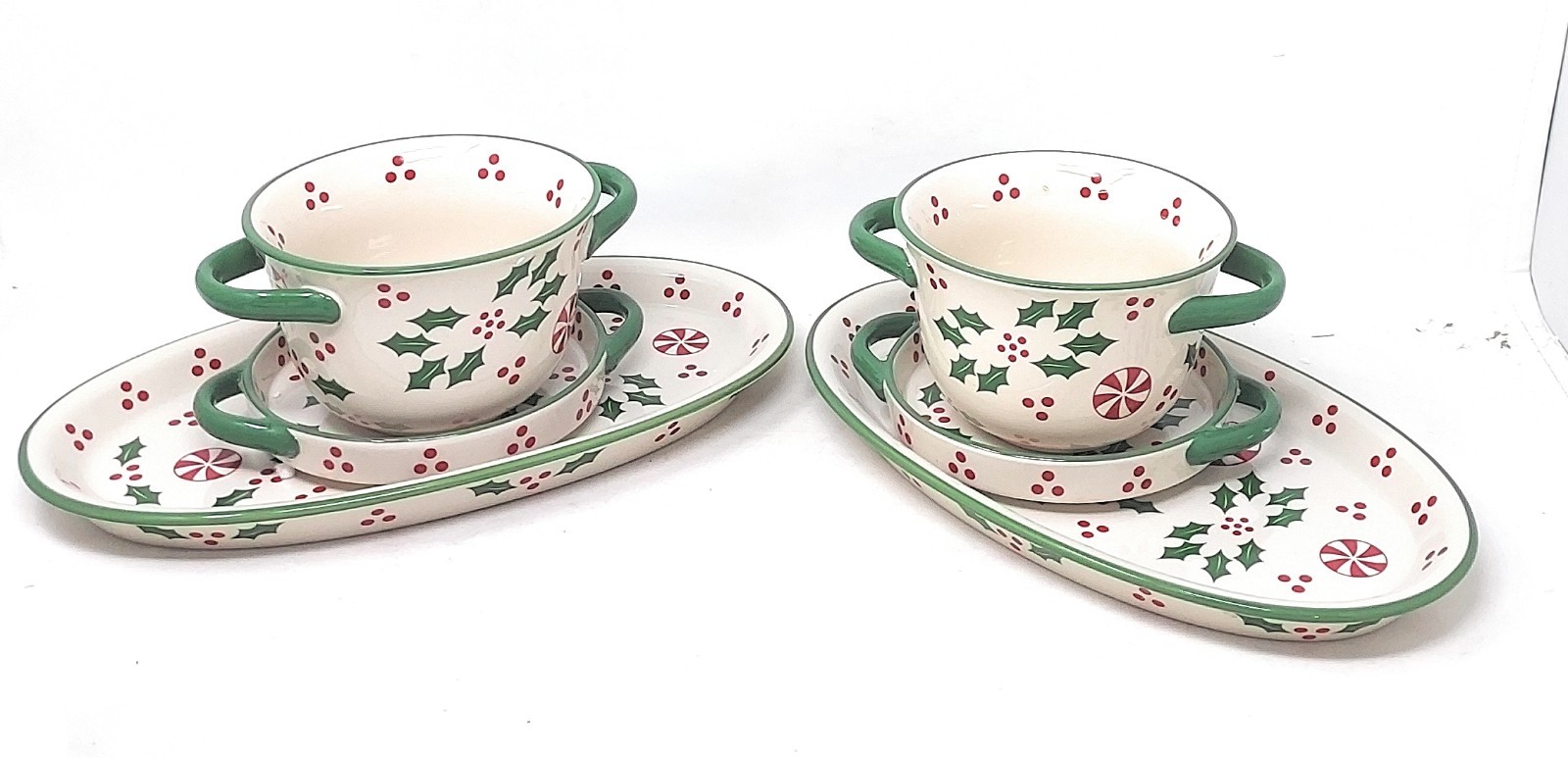 Temp-tations  Set of (2) Soup and Sandwich Sets T49999 Holly Peppermint