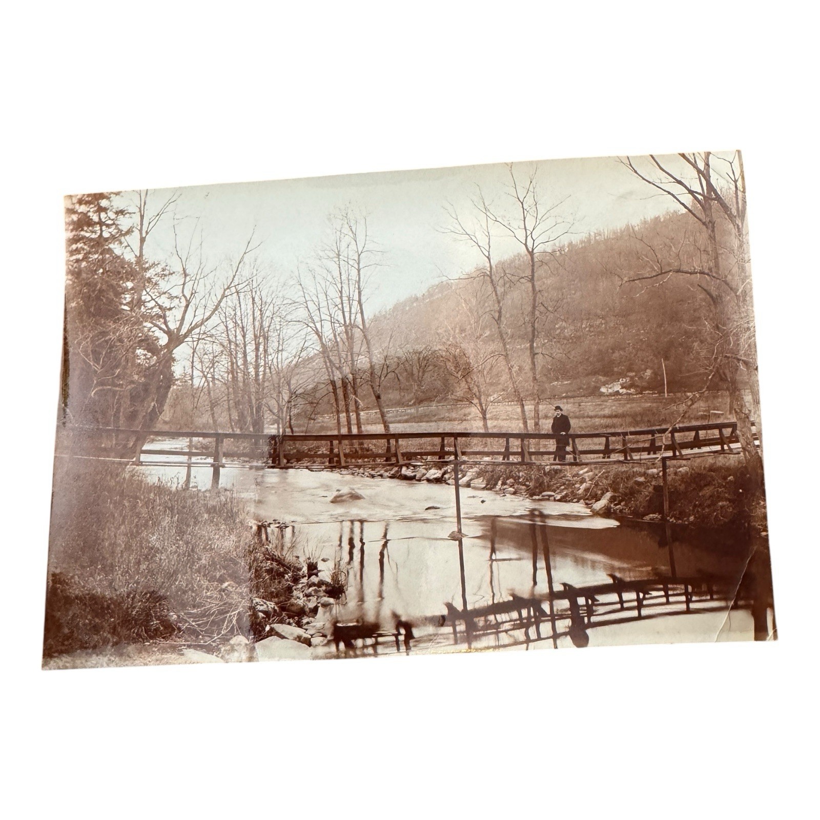 Antique Brewster NY Southeast Bridge Man 5x7 Original Photo Putnam County