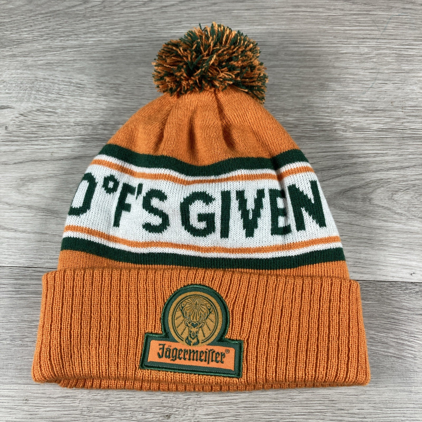 Jagermeister Beanie 0° F’s Given Pom Orange Winter Knit Hat Liquor Promo  