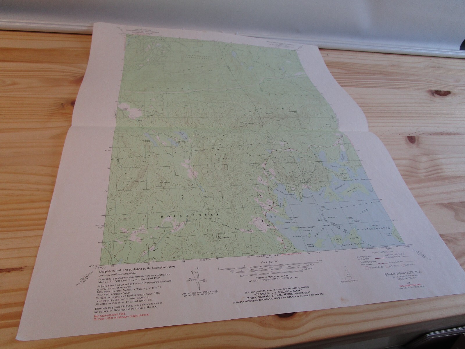 Squam Mountains Lake Sandwich New Hampshire NH Vintage Map 1980 / 1983 USGS