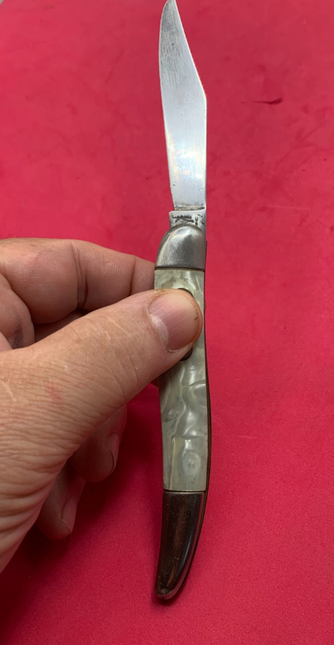 Vintage 1930's Hammer Brand Patent Date Pocket Knife Cracked Ice Handles Works