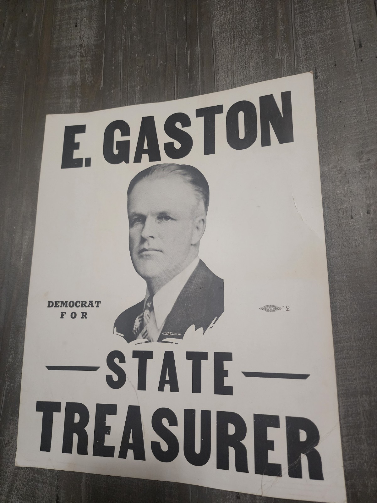 1934 E. Gaston Kansas State Treasurer Political Campaign Poster Dem Wichita Bug