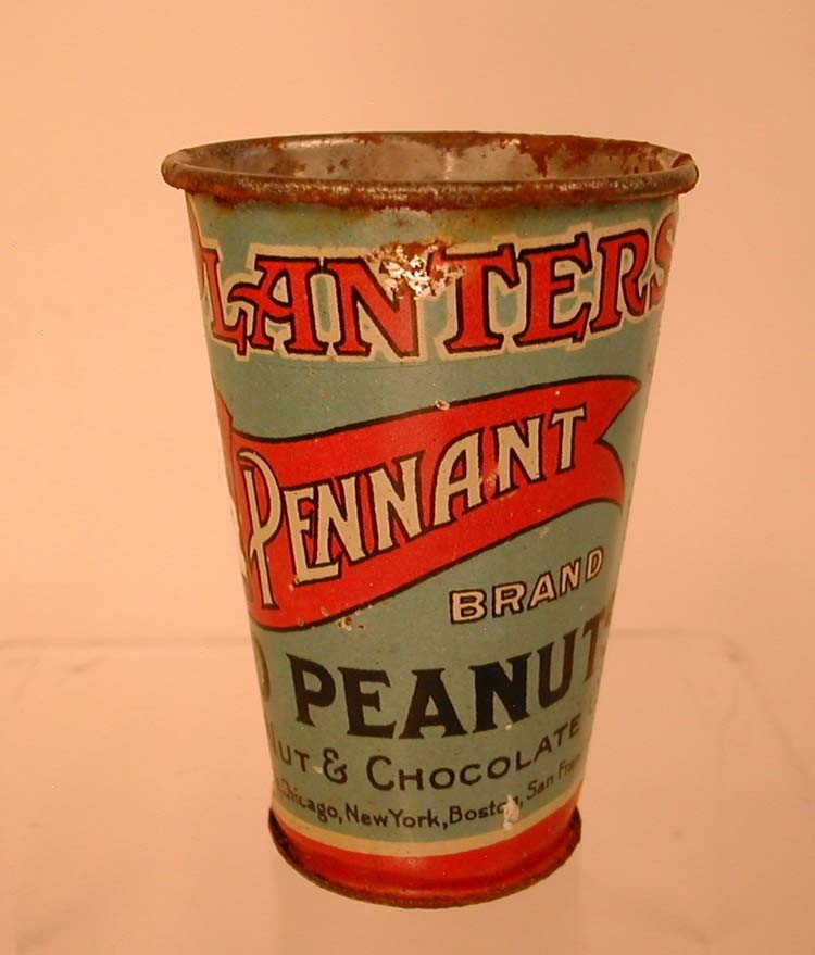 RARE Vintage Planters Mr. Pennant Brand Peanut 5 Cent Tin Litho Scoop Cup
