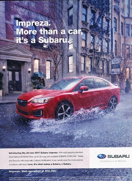 2017 Subaru Impreza - Rain - Original Advertisement Print Art Car Ad D81