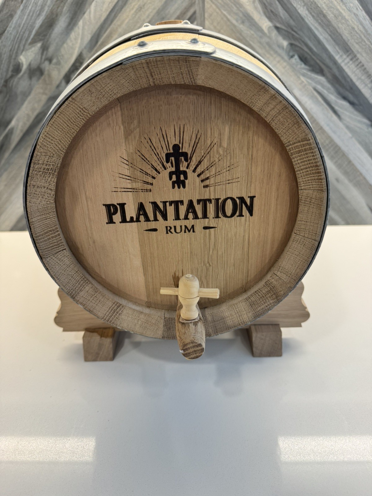 Vintage Plantation Rum Barrel. W/ Stand.