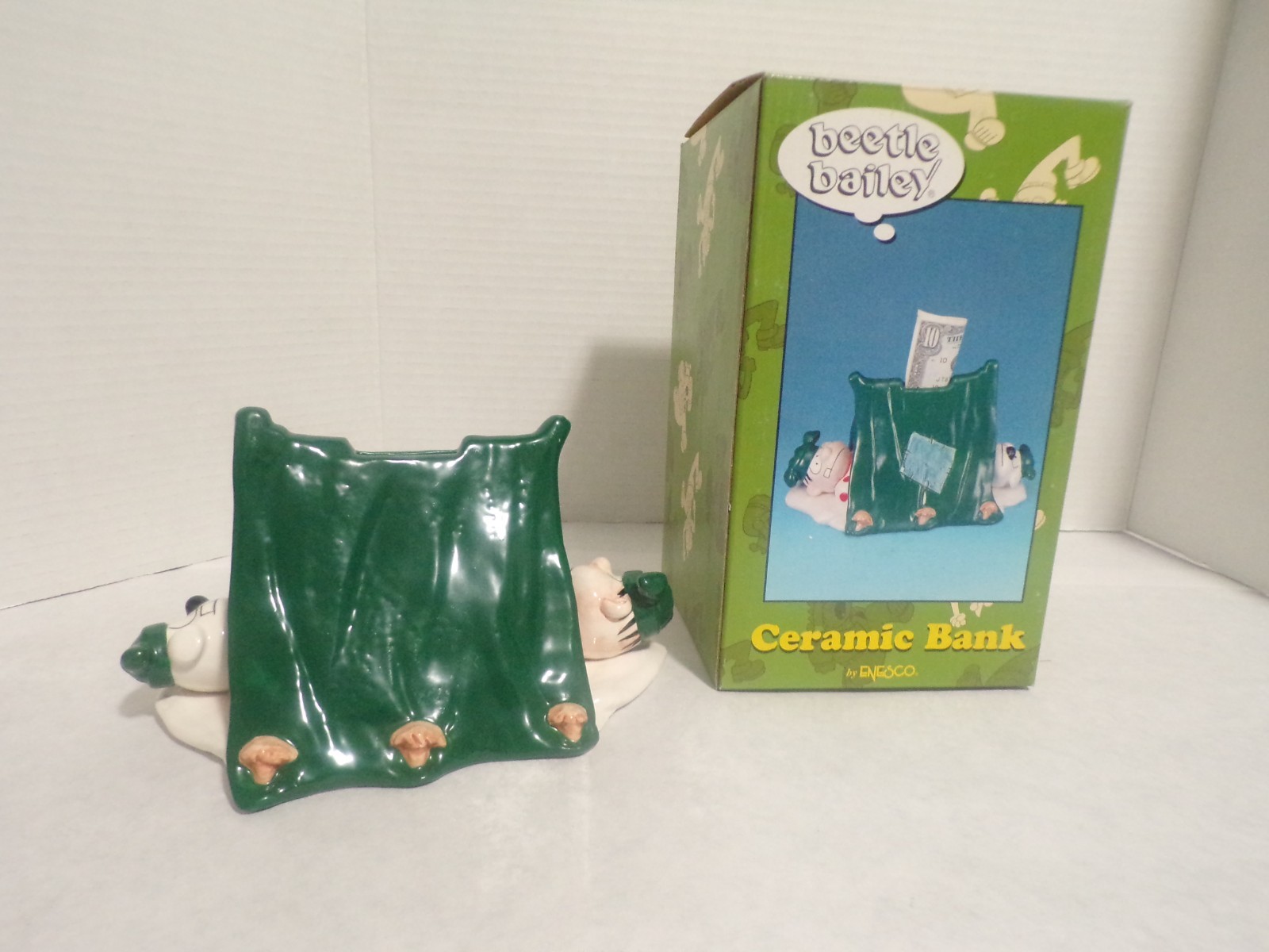 Sarge and his dog Otto Ceramic Beetle Bailey Coin Bank by Enesco Mint in Box