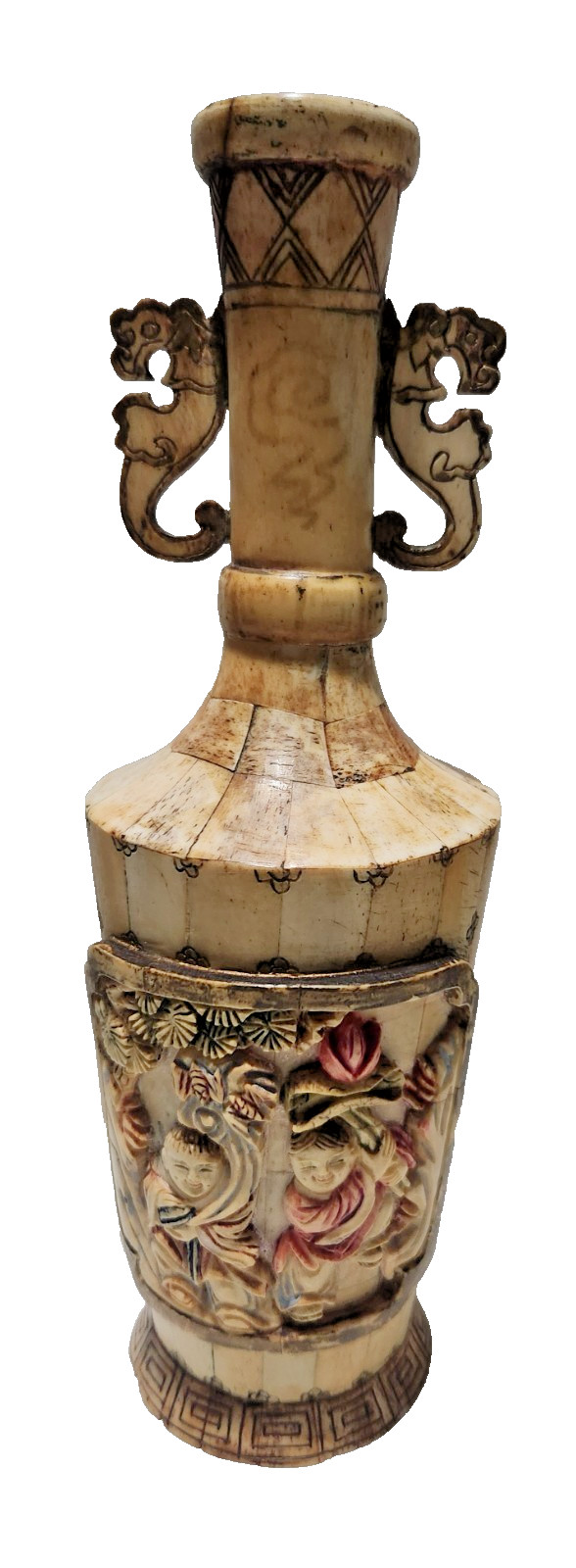 BEAUTIFUL VINTAGE CHINESE HAND CARVED BOVINE BONE VASE