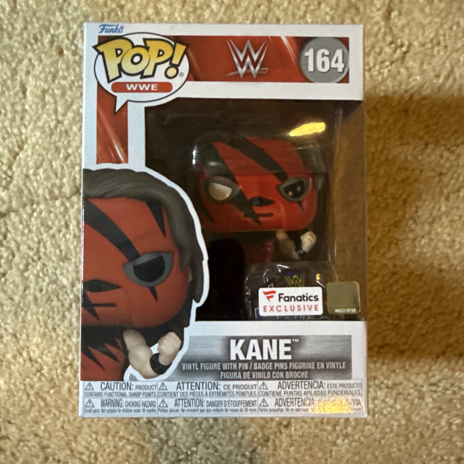 Funko Pop WWE Kane #164 Fanatics Exclusive with Collectible Pin W/ Protector 