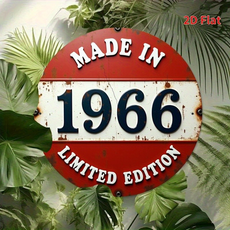 1pc 1966 Limited Edition Round Metal Sign - Vintage \