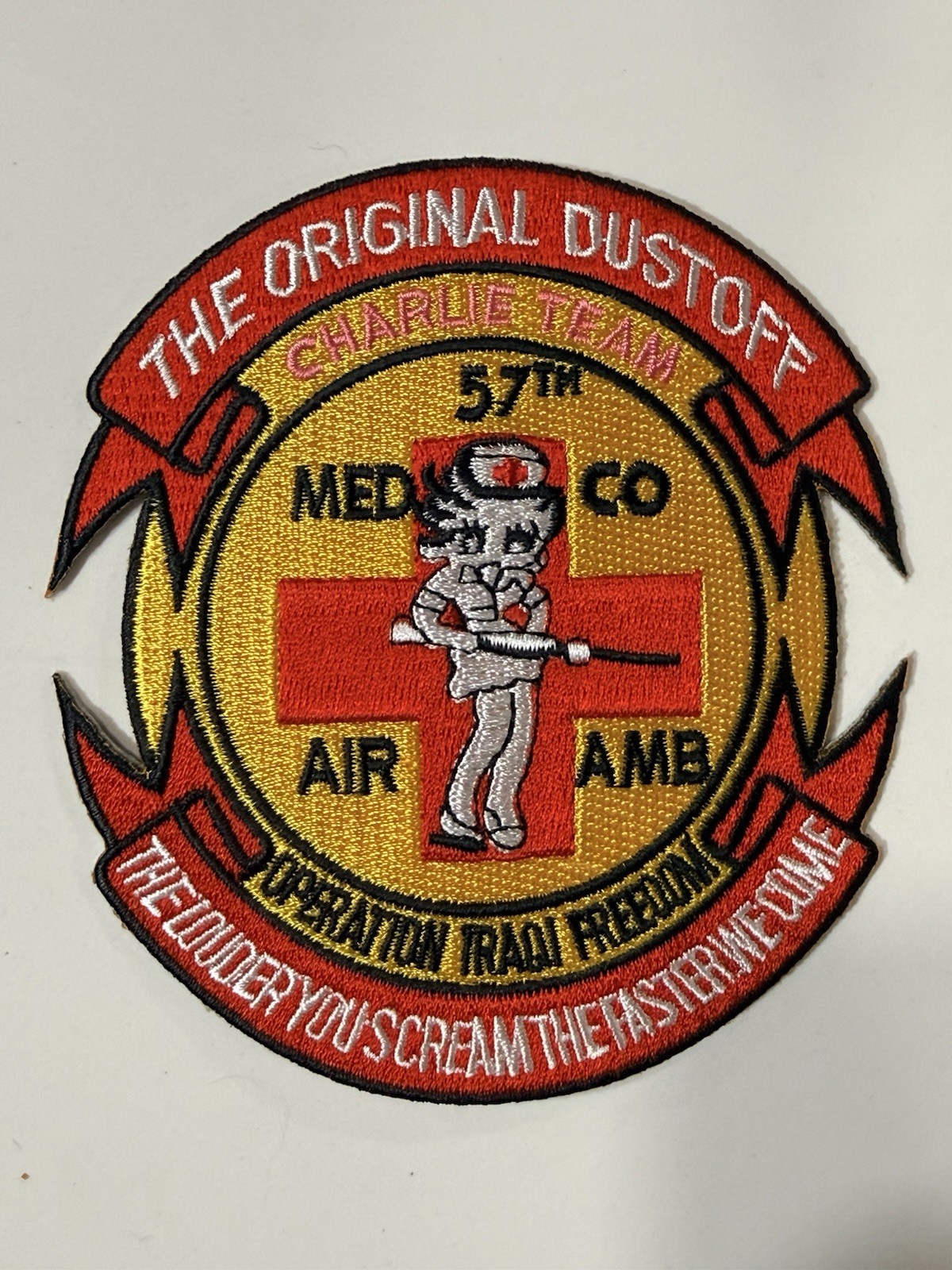 VTG US Army 57th Medical Company Charlie Team Air Ambulance OIF Betty Boop Patch