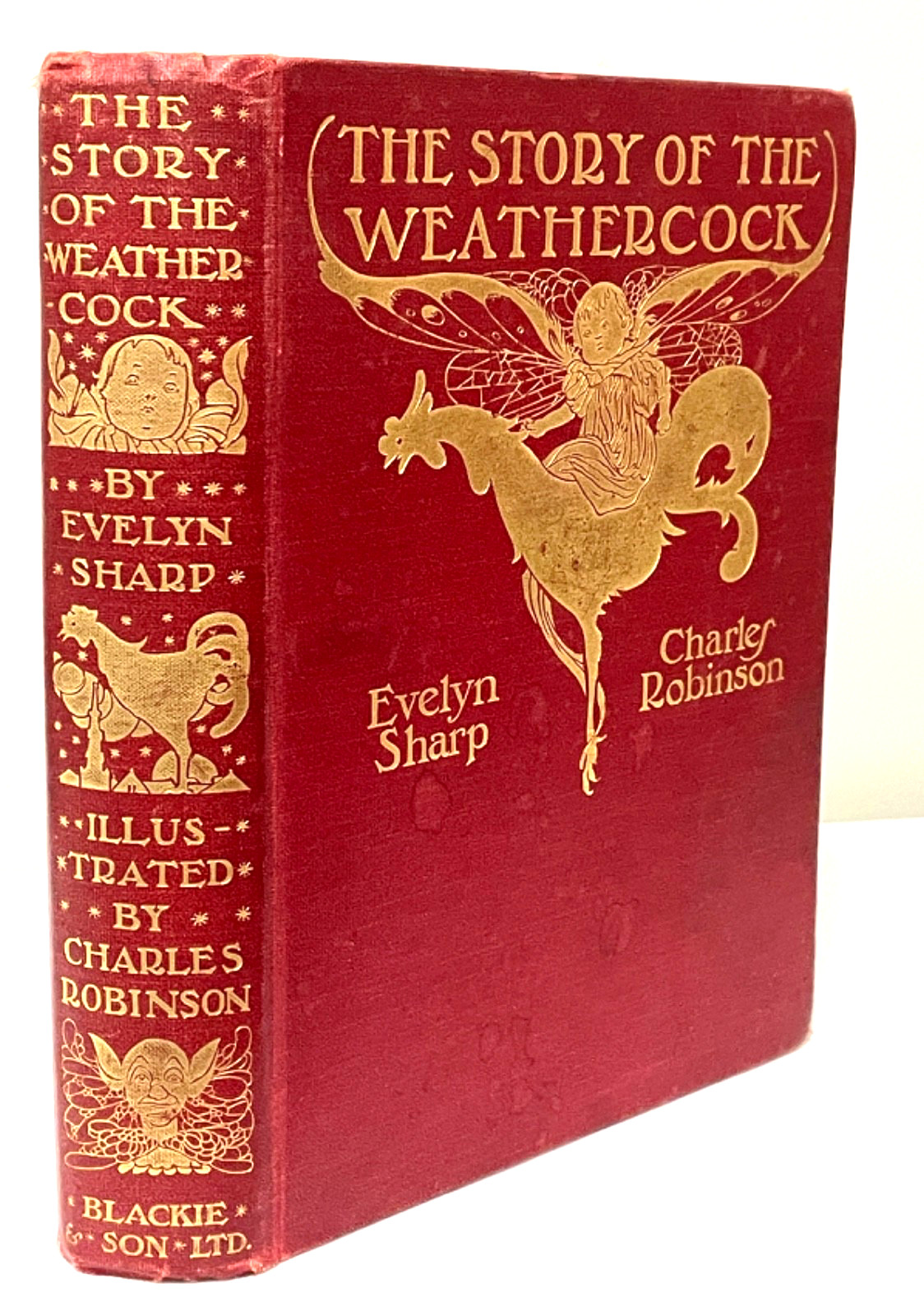 Antique Gilt Book 1907 First Edition Charles Robinson Illustrated Red Decorative