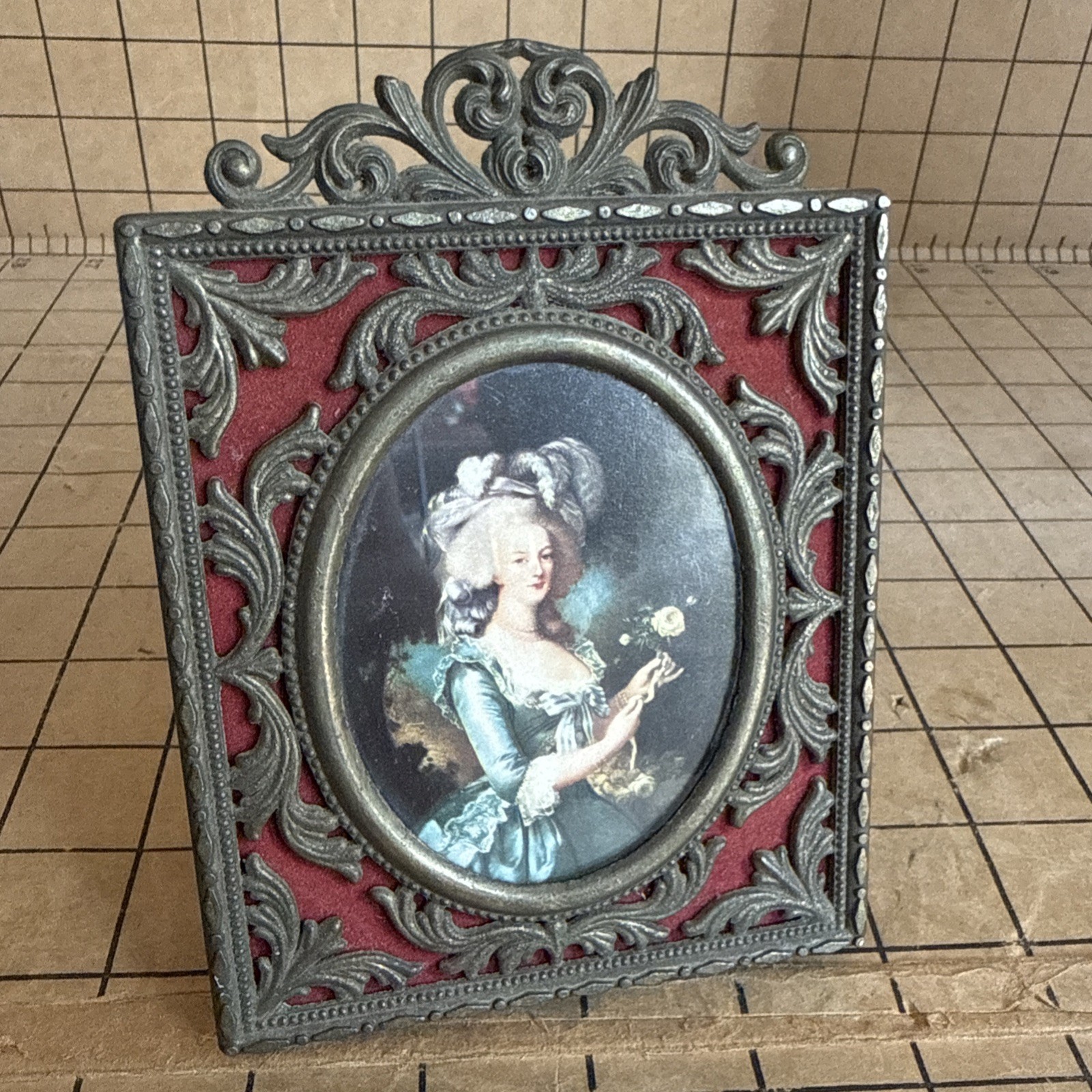 Vintage / Antique Fancy Brick Red Brass Picture Frame Made in Italy