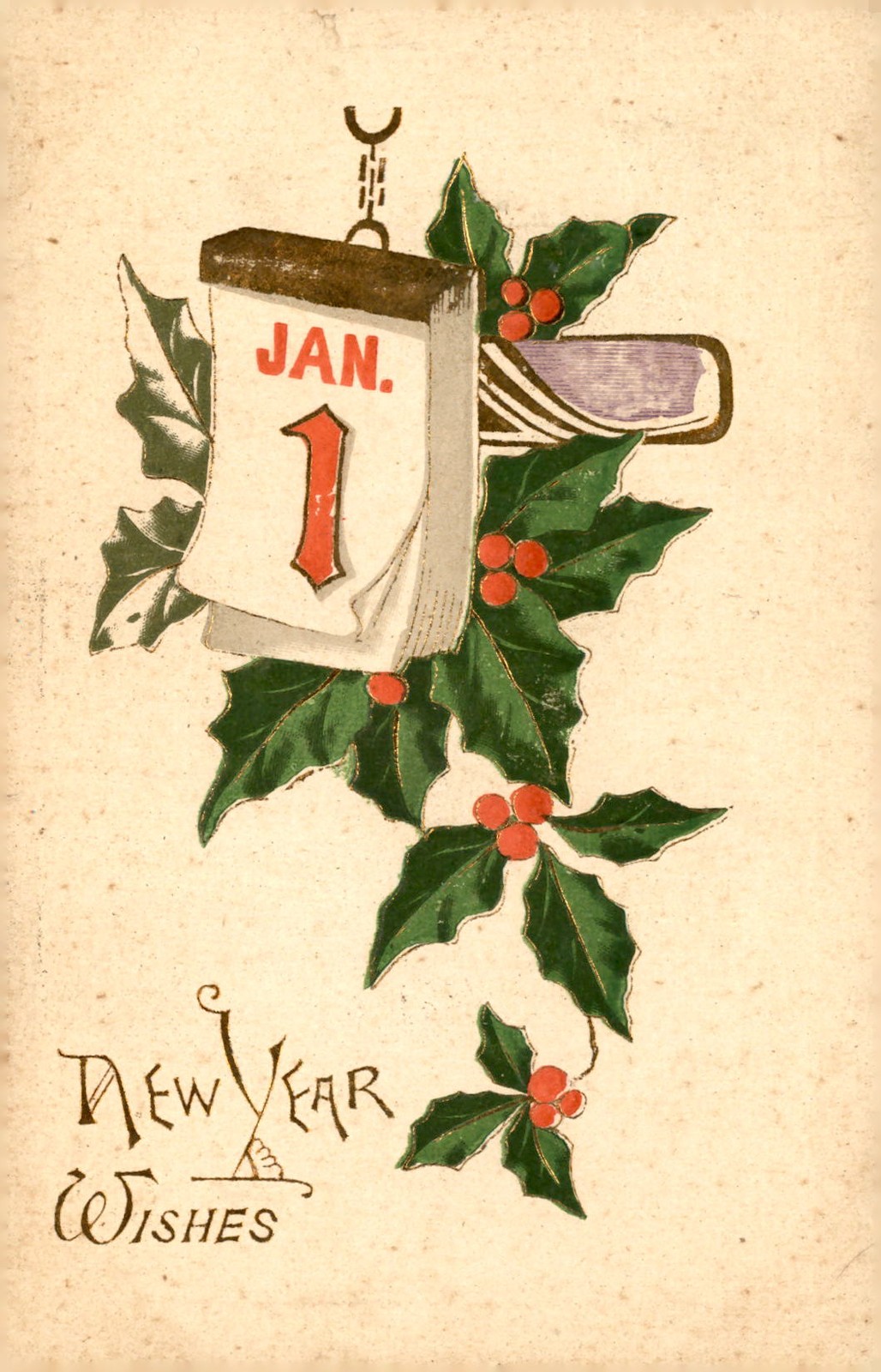 New Year Wishes Postcard 1908 for Miss Helen Elcock Postcard