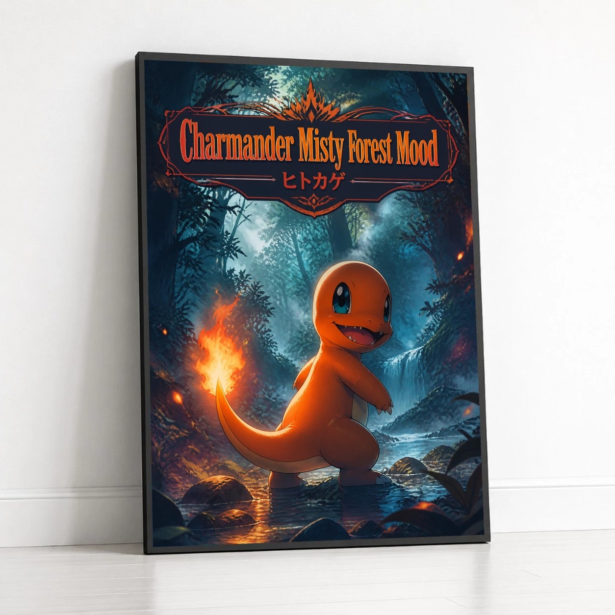 Poster Pokemon - Charmander Misty Forest Mood Art Print
