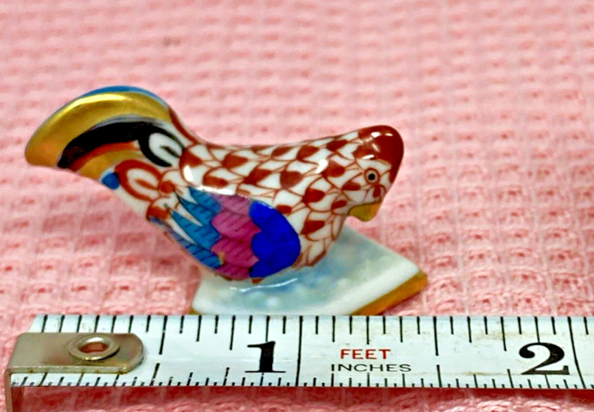 Herend Hungary Hand Painted Porcelain Hen Figurine Miniature Multicolor Rust #11