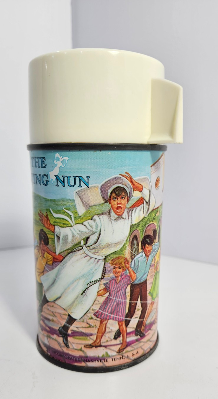 Vintage 1968 “The Flying Nun” Aladdin Metal Thermos - Nice Condition