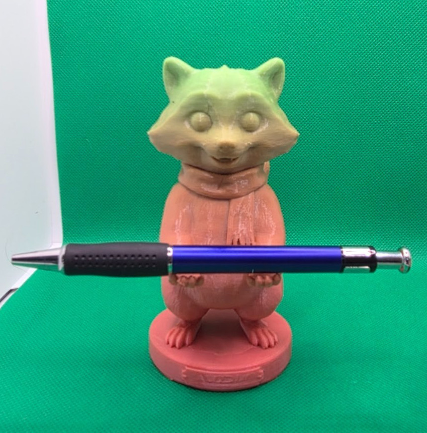 3D Printed Raccoon Figurine Pen Holder Desk Accessory Handmade Decor