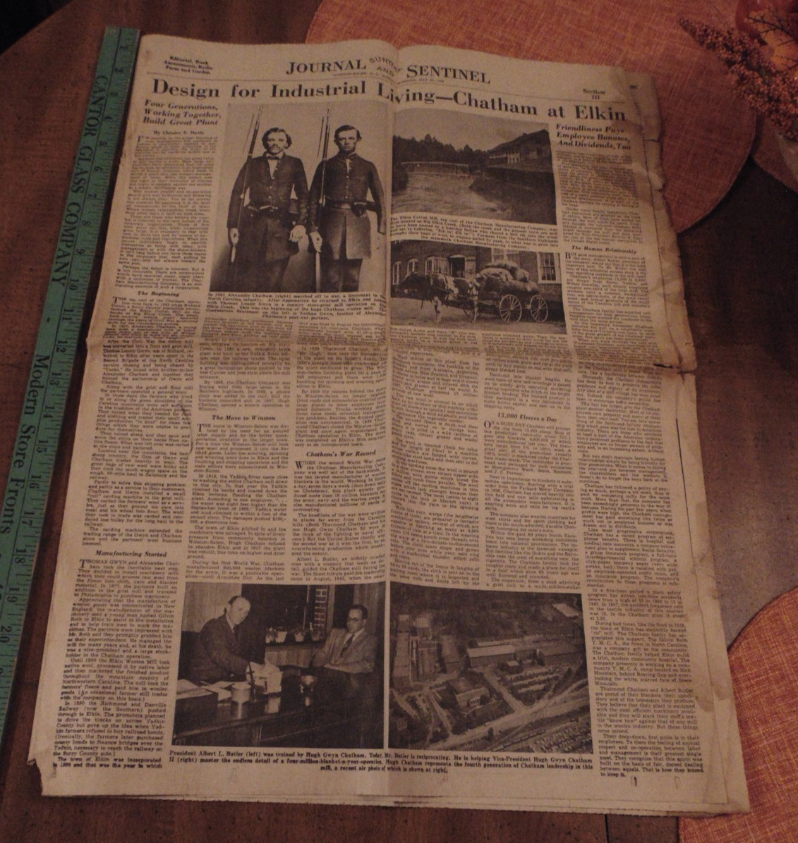 Vintage 1948 Newspaper WS Journal Sentinel Elkin NC Chatham's History Full Page