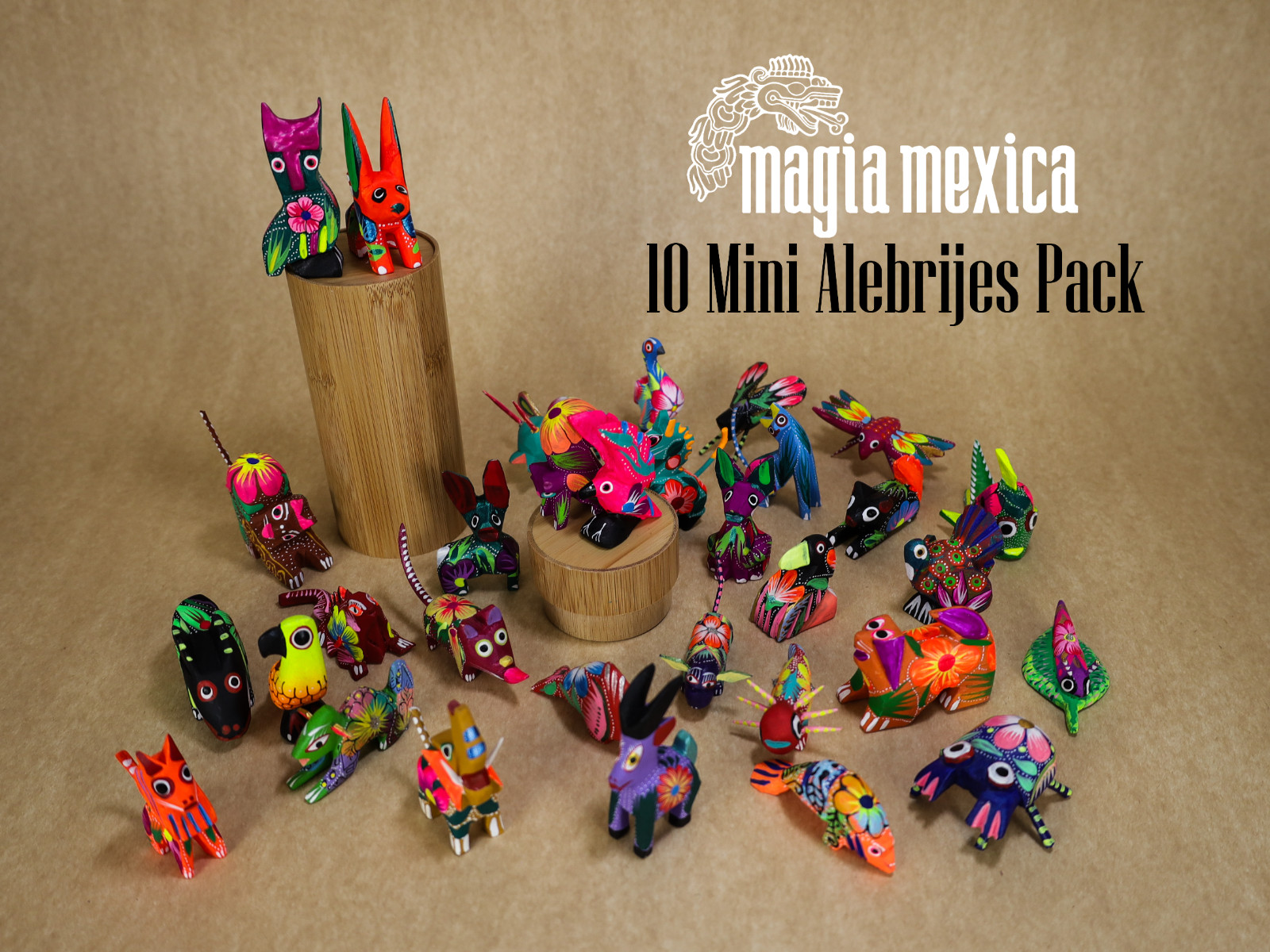 10 Mini alebrijes Set | Oaxacan Wood Carving | Magia Mexica