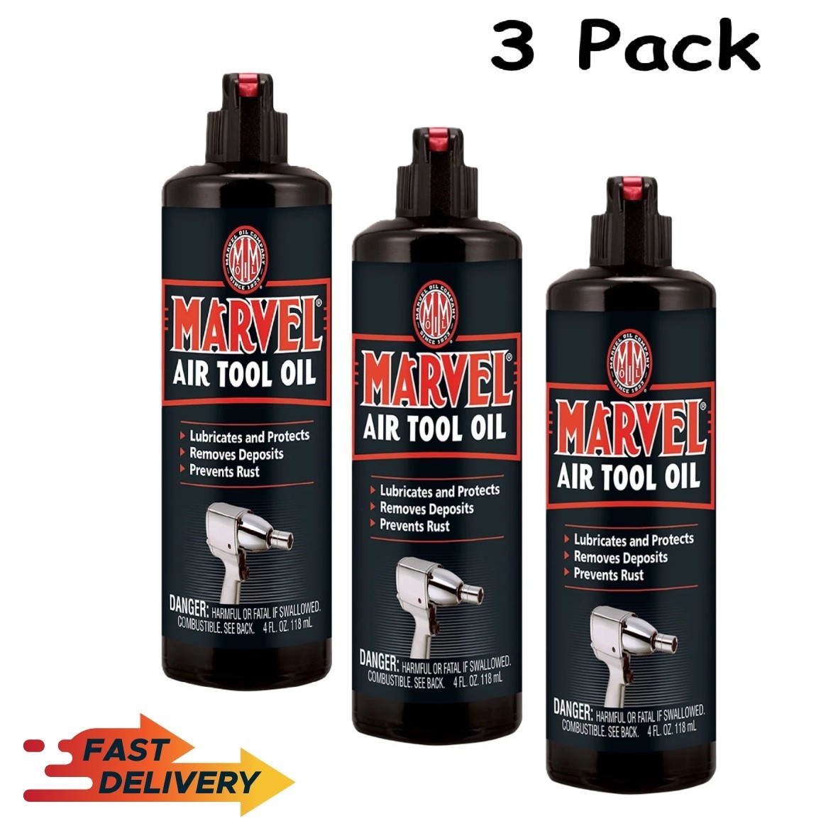 Turtle Wax Marvel Mystery 53493 Air Tool Oil Lubricant, 4 oz, 3pk
