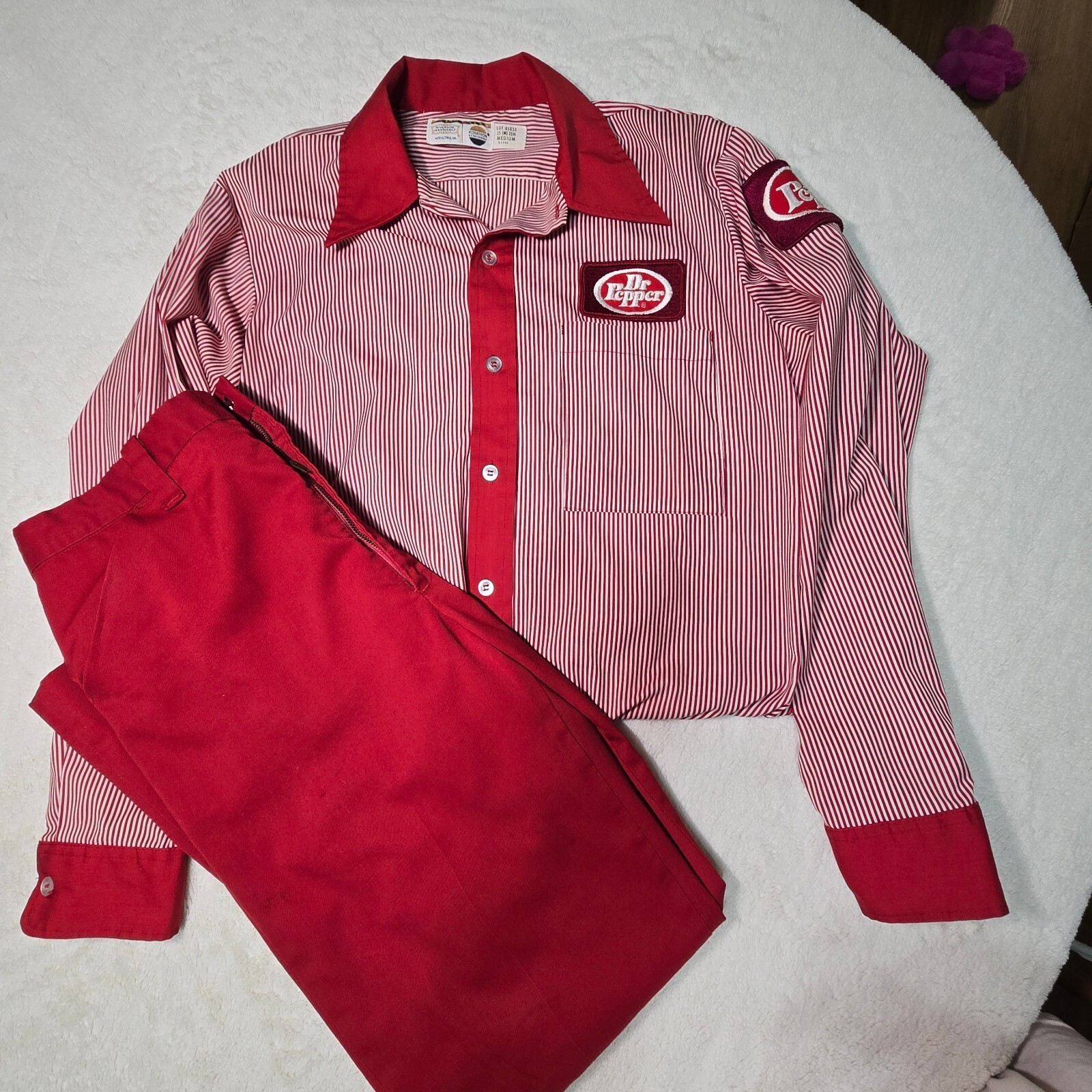 Vtg 70s Dr Pepper Delivery Driver Uniform Set Riverside Masterbilt Shirt Pants M