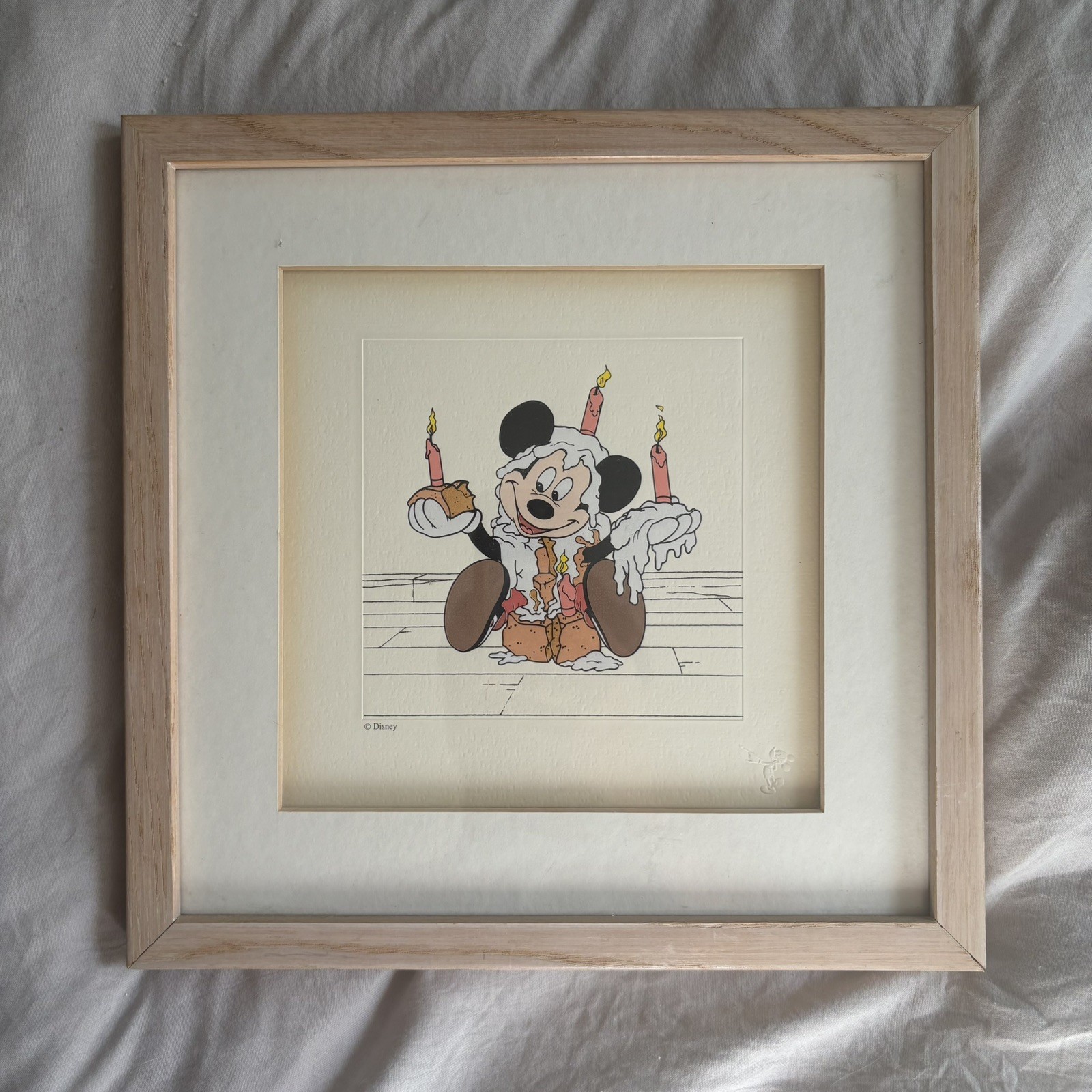 VTG 1994 Disney Treasures Mickey's Birthday Party 11x11 Framed Art w/COA