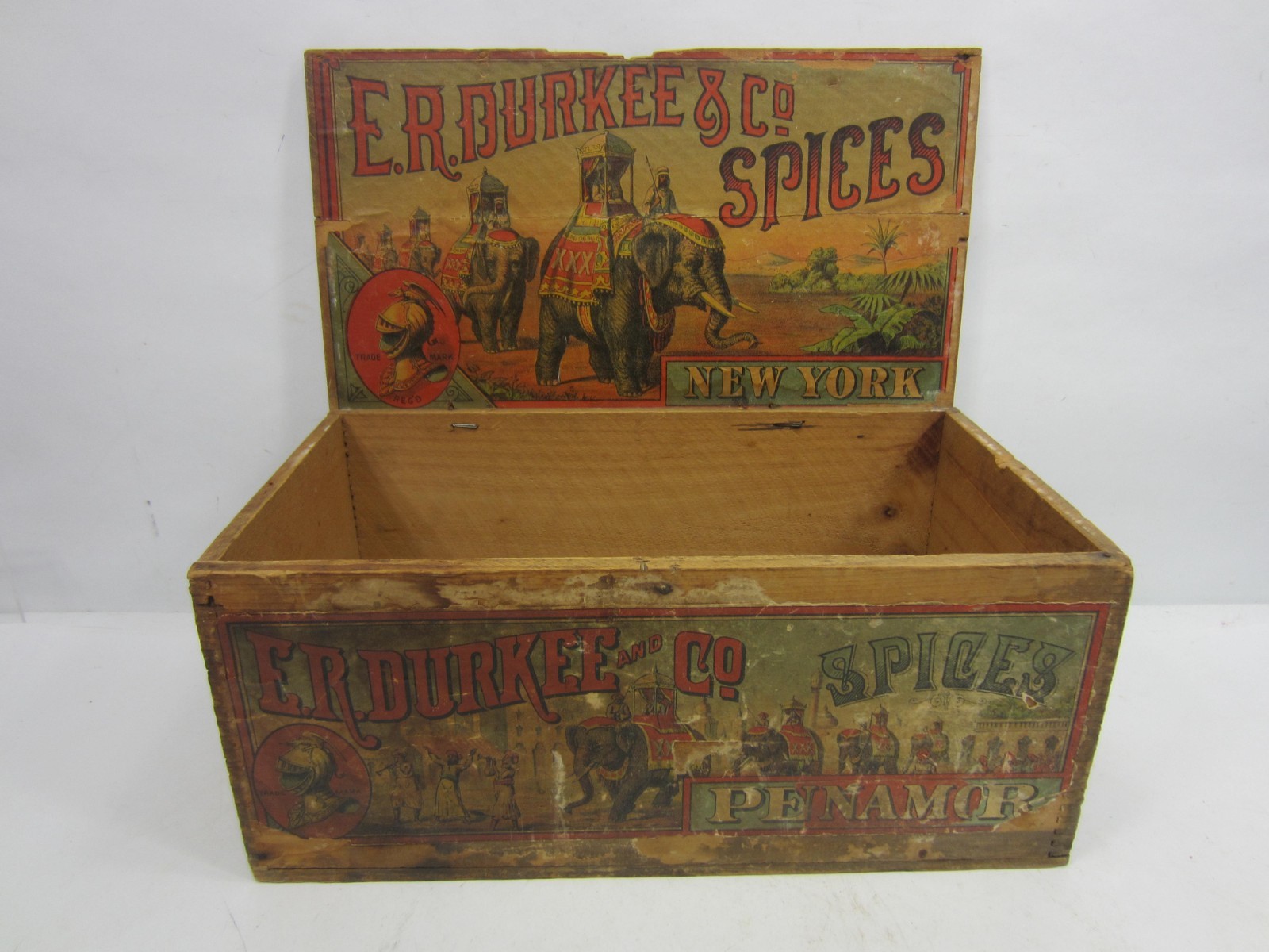 Antique E.R. Durkee & Co. Spices Wooden Spice Display Box