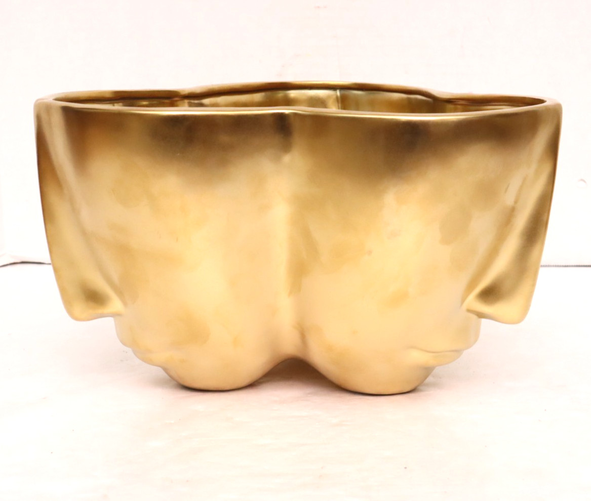 TMS Fornasetti Style Perpetual Face Golden Planter Center piece 12