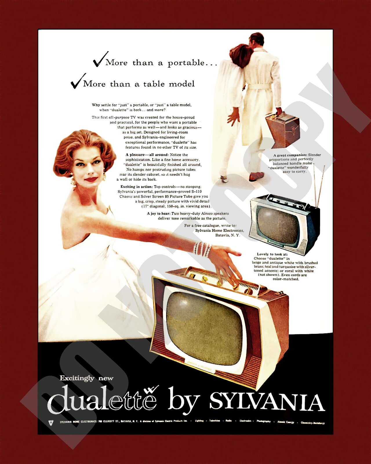 1959 Sylvania Dualette TV Magazine Advertising Promo Ad 8x10 Photo