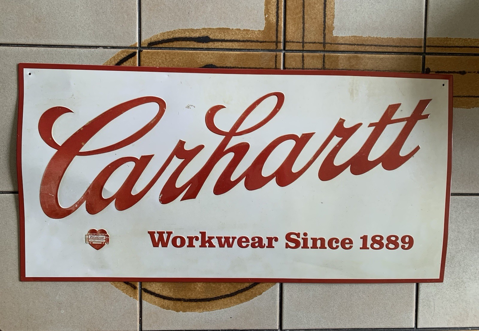 Vintage Carhartt Workwear Since 1889 Metal Advertising Sign 24x12”