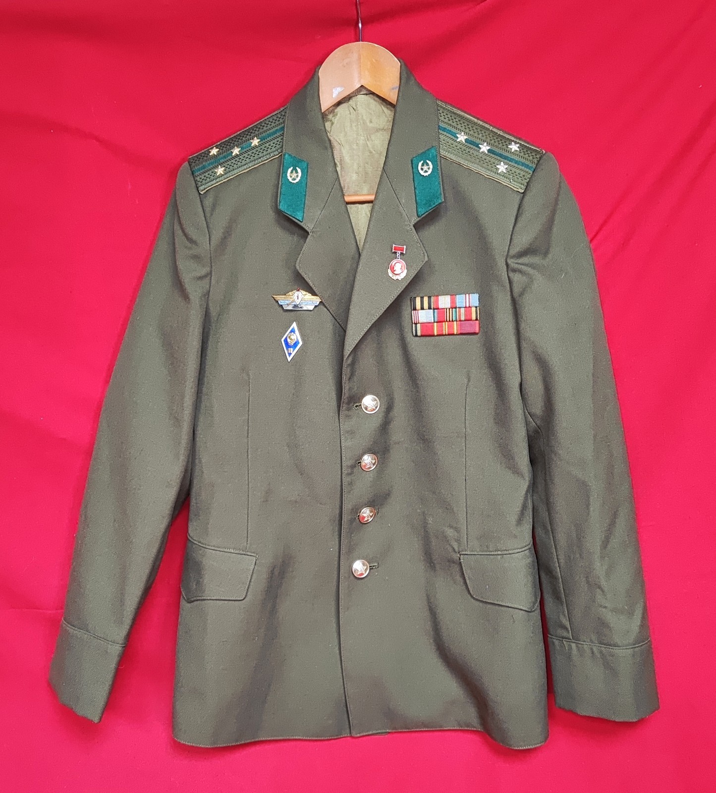 Russian Soviet KGB Border Guard Captain Service Uniform Wool Jacket USSR + Pins