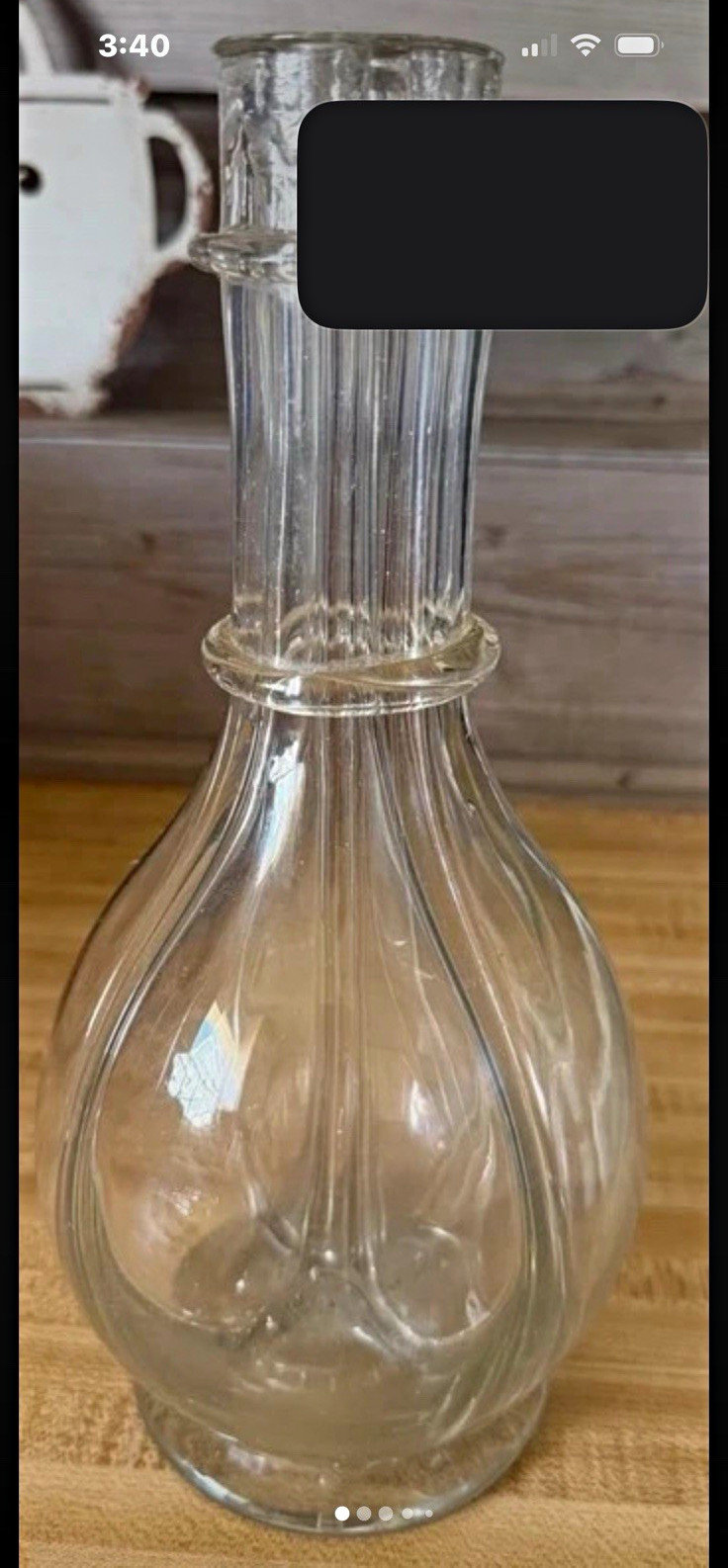 Vintage French four-chamber clear glass decanter Marked Made in France 