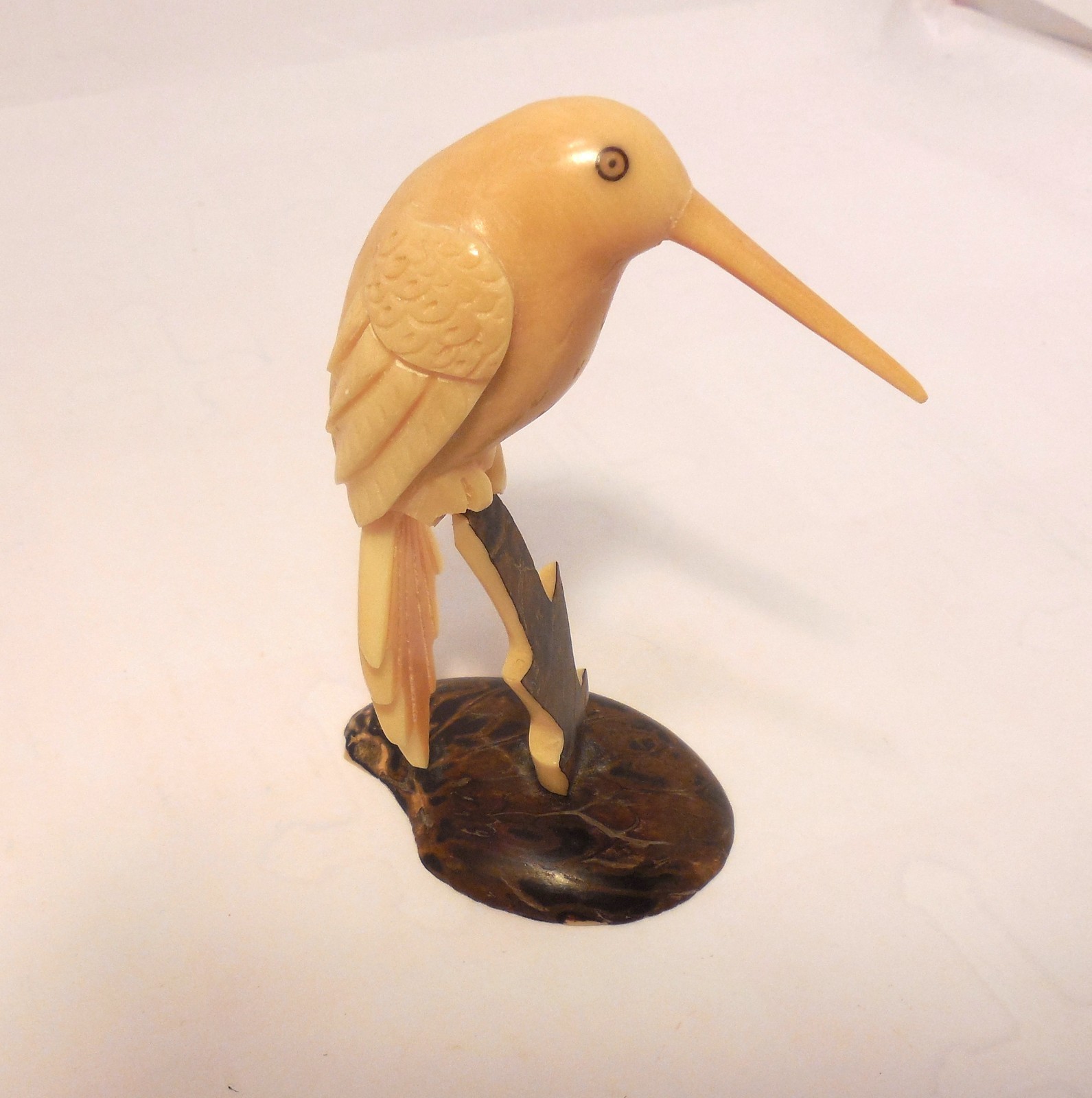 Unique Vintage Hand Carved Hummingbird Tagua Nut Figurine