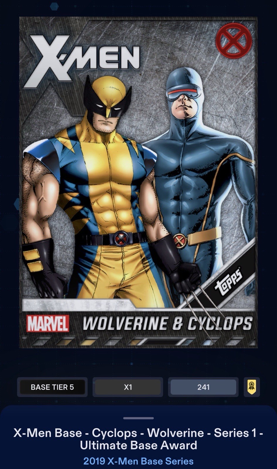 TOPPS MARVEL COLLECT (DIGITAL)  X-men Tier 5 Base Award  2019