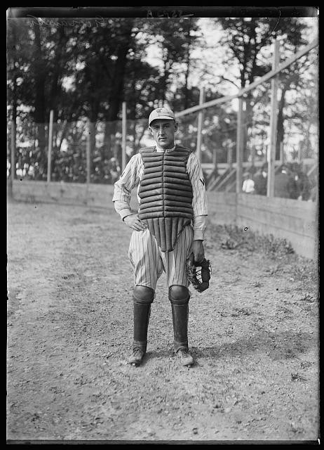 Photo:Baseball Catcher 1910s Vintage Sepia Portrait on Field