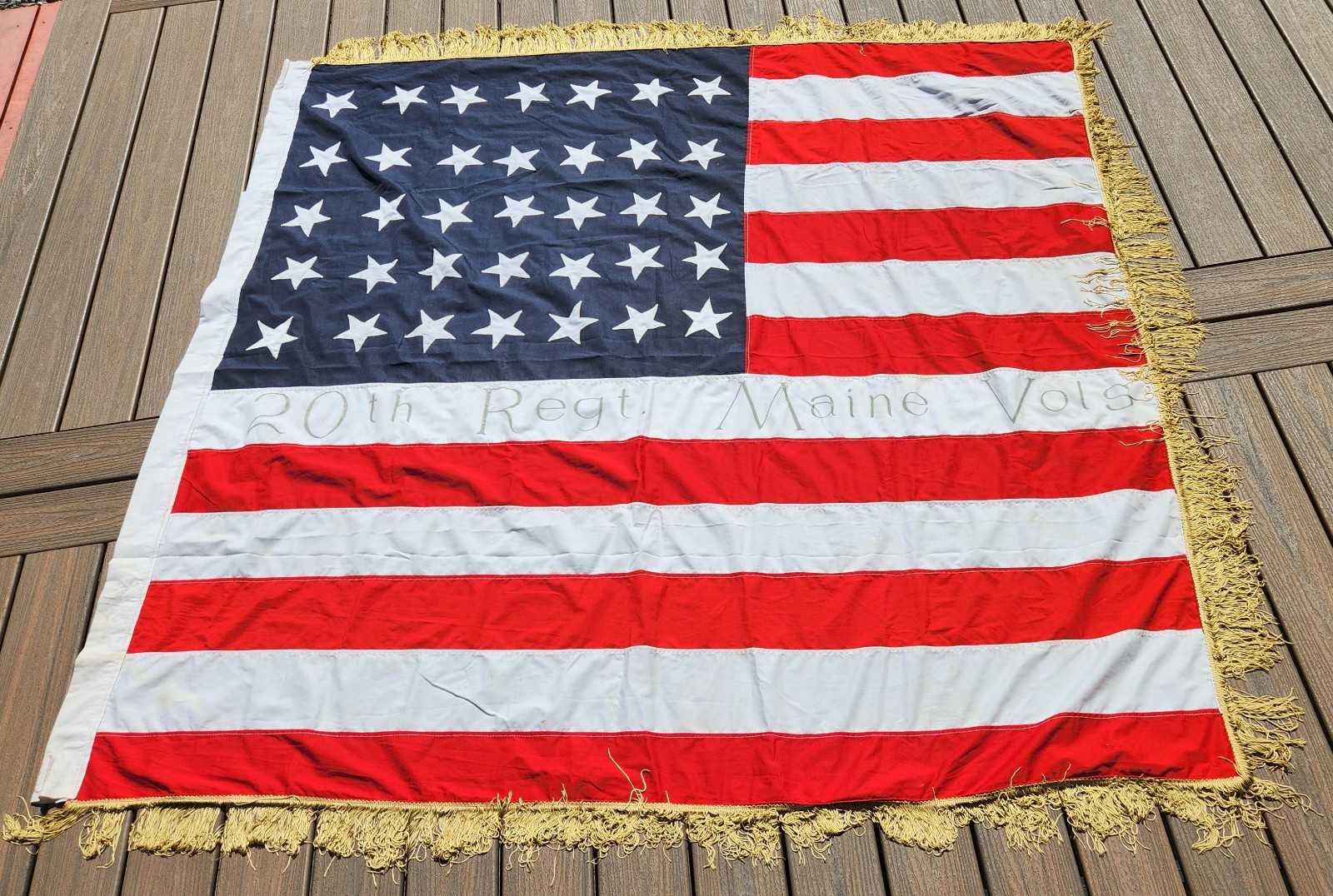 35 Star Fringed Reenactor Flag 20th Maine Volunteer Infantry Regiment