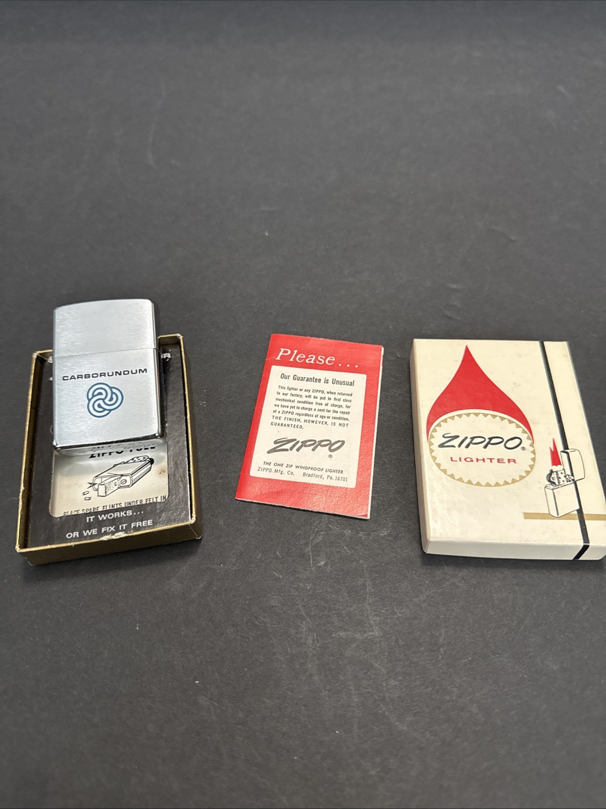 VINTAGE 1968 Zippo Lighter Never Fired rare  CARBORUNDUM
