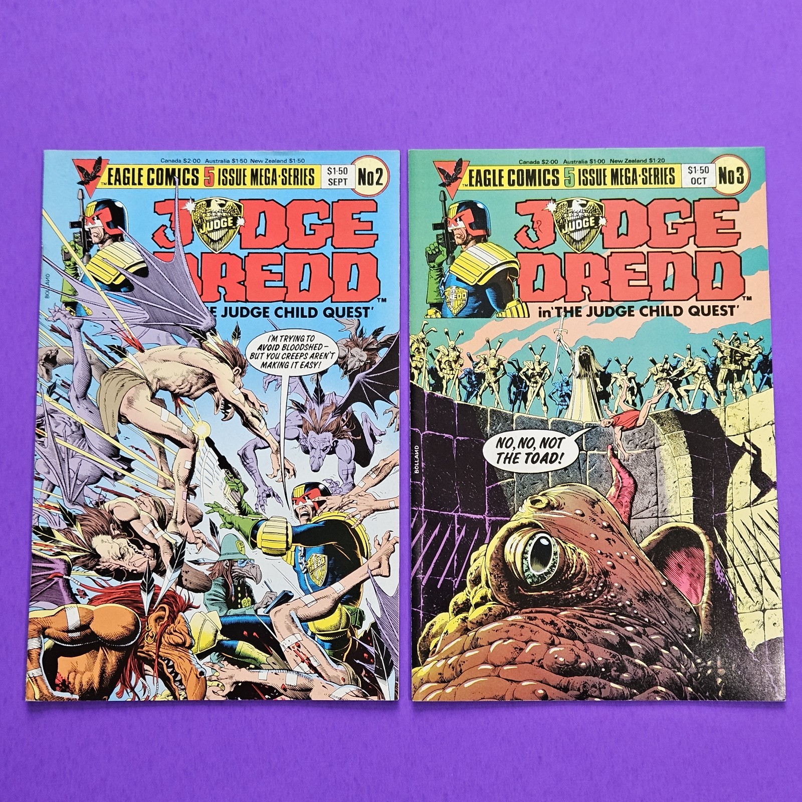 Vtg Lot Of 2 Judge Dredd The Judge Child Quest #2 & #3 Eagle Comics 1984 VF+ 8.5
