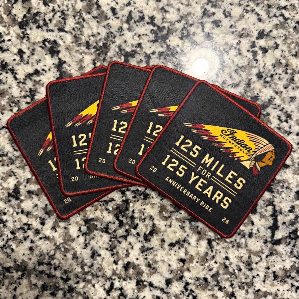 Vintage Indian Motorcycle iron-on patch 125 Miles for 125 Years Anniversary 2026